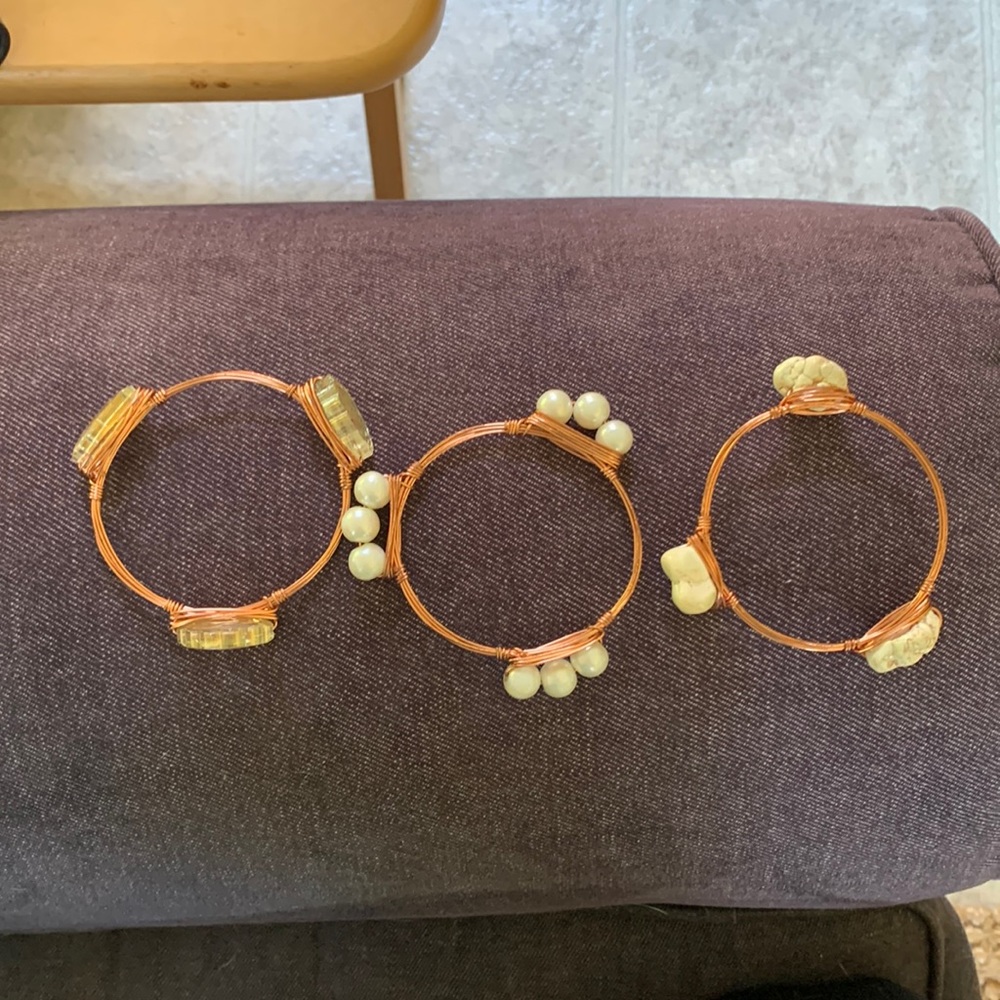 3 rose gold bangles